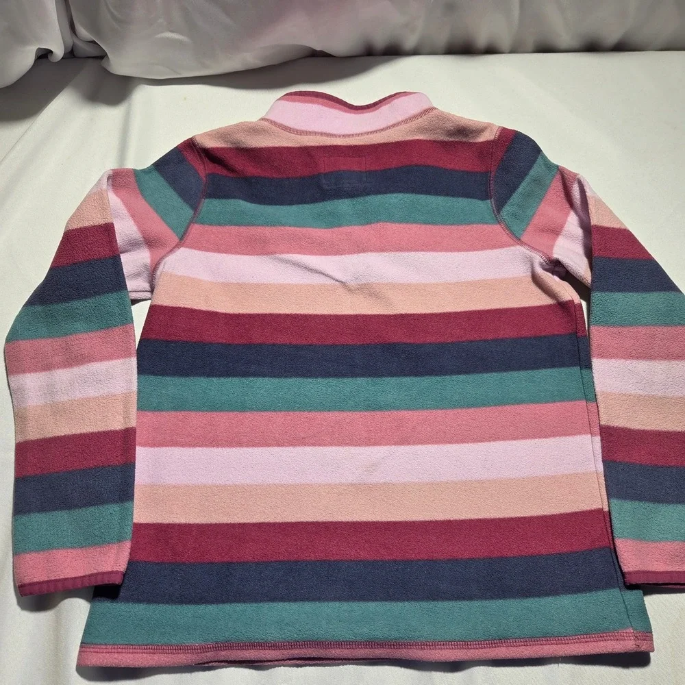 OshKosh Bgosh Girls Fleece Pullover Quarter Zip Striped Pink Purple Teal Size 12